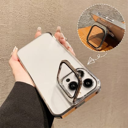 iPhone 13 Series Camera Glass Lens Protector Kickstand Case-iPhone 13 / Silver