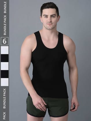 Men's Pack of 6 Solid Combed Cotton Vest