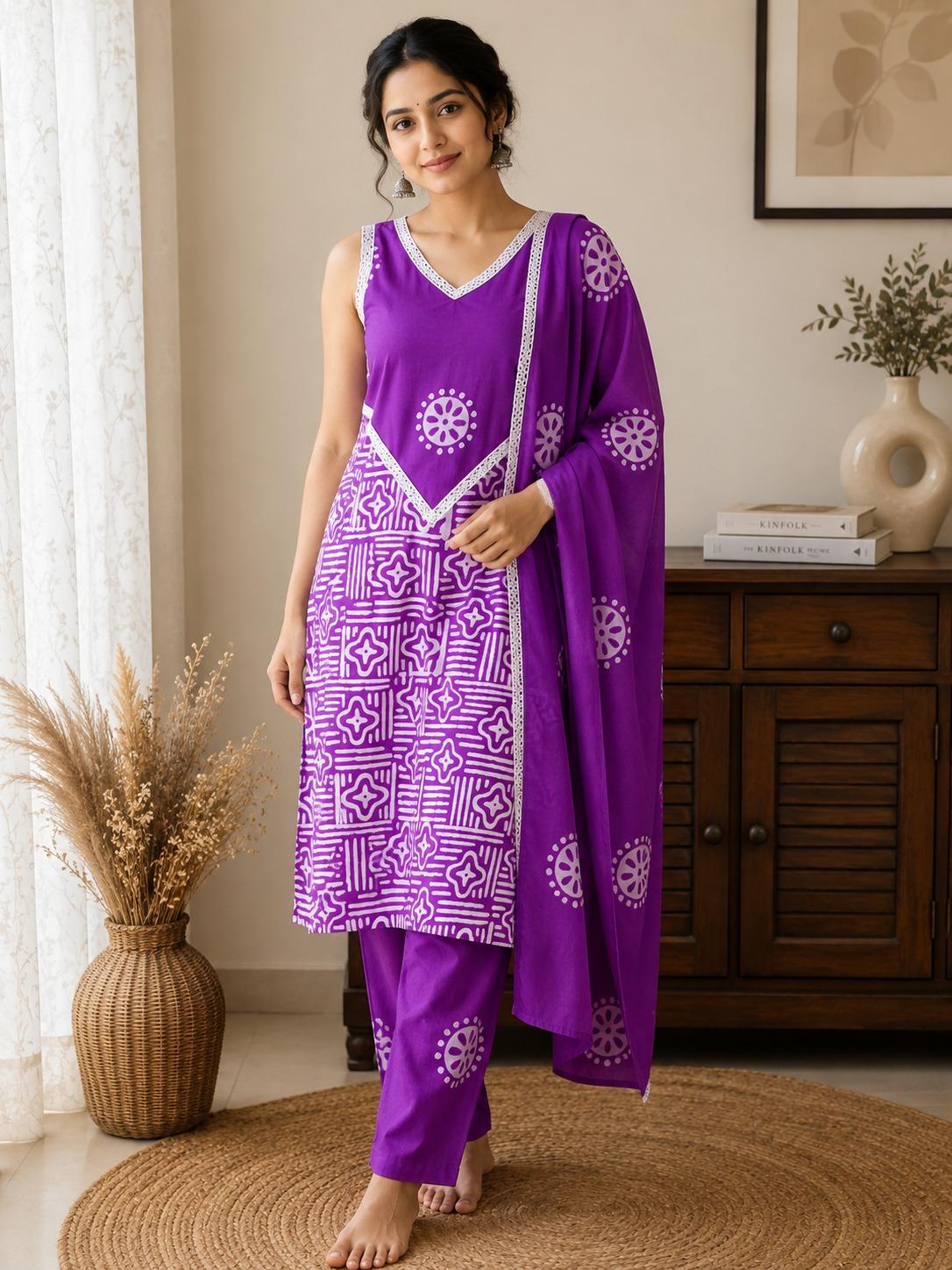 Cotton 3-Piece Kurti Set