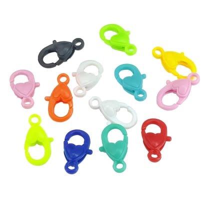Plastic Lobster Claw Heart Clasps For Jewellery Making 22x13x6 MM Crafts Accessories-Mixed Colors / 10 Pieces