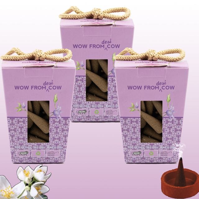 Nandi Panchgavya 100 Percent Cow Dung Jasmine Dhoop Cones (150 Pcs)