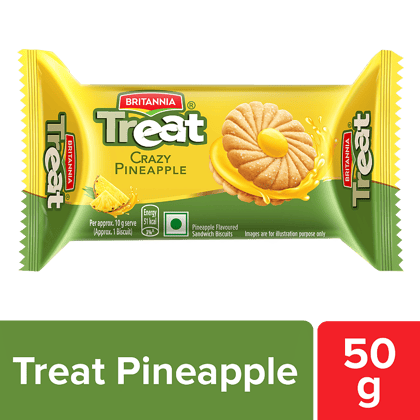 Britannia Treat Crazy Pineapple Cream Biscuit - Ready To Eat, 50 g
