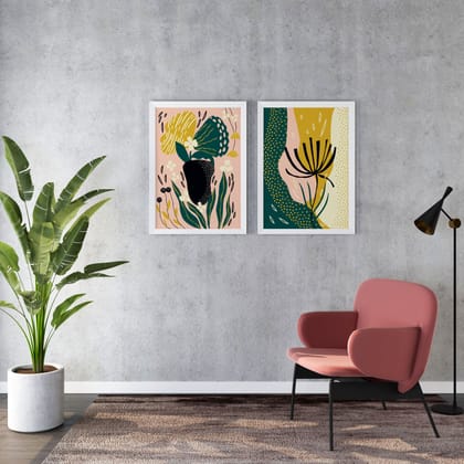 Abstract 2 Wall Arts (Set of 2)-11 x 14 inches / White Frame
