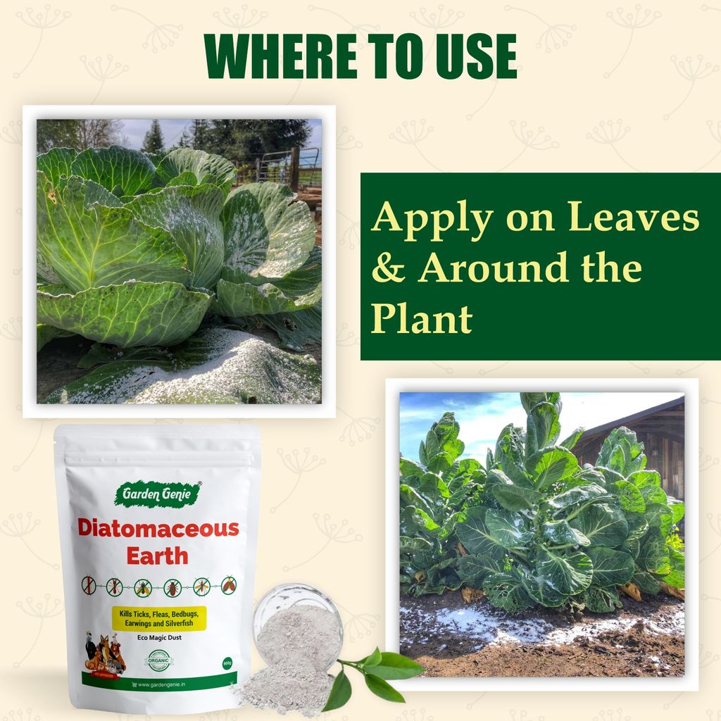 Garden Genie 100% Natural Diatomaceous Earth Powder 800g I Insect Control for Plants I Effective against Dog Ticks & Flea, Cockroach, Bedbugs, Ants etc | Organic Pest Control for Your Home & Garden