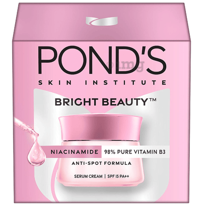 POND'S Bright Beauty Day Cream 35 g, Non-Oily, Mattifying Daily Face Moisturizer, SPF 15 - With Niacinamide to Lighten Dark Spots for Glowing Skin