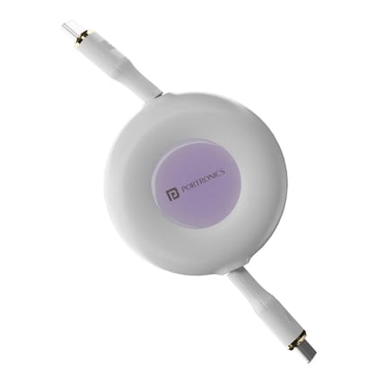 Portronics PD Type C to Type C Cable 60W Pd Fast Charging Cable,Retractable Charging Cable,Compatibility with iPhone 15 Series & Type C Smartphones.