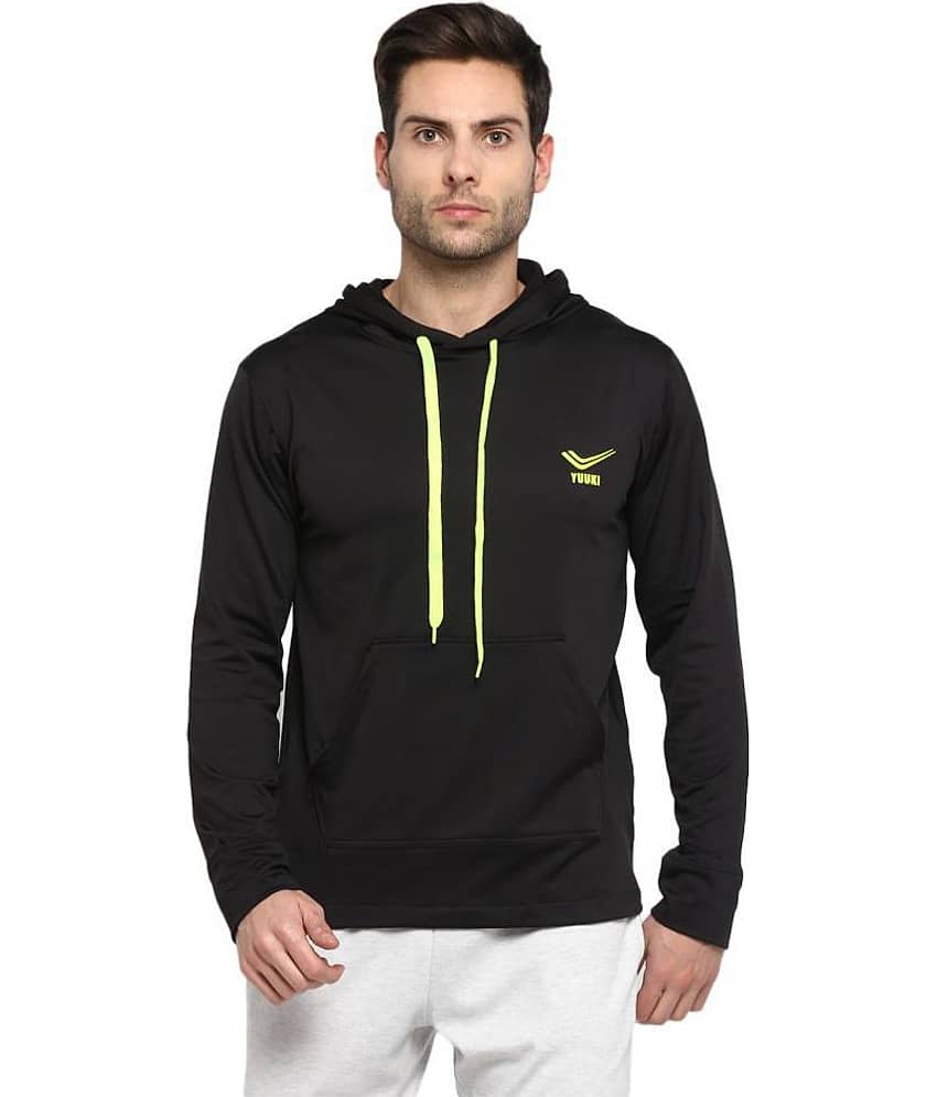 YUUKI Black Polyester Fleece Sweatshirt