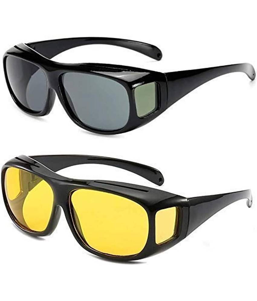 MANDEV Day & Night HD Vision Yellow Riding Goggles ( Pack of 2 )