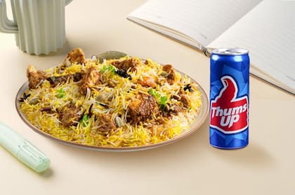 Hyderabadi Dum Chicken Biryani & Thums Up Combo