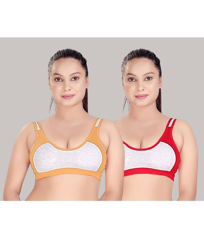 haya fashion Pack of 2 Cotton Non Padded Women's Everyday Bra ( Multicolor ) Haya Fashion Multicolor Cotton Non Padded Women's Everyday Bra