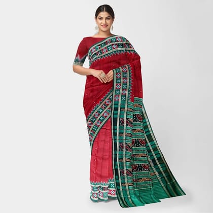 Pasapali Border Dual Color Khandua Silk Saree Pasapali Border Dual Color Khandua Silk Saree