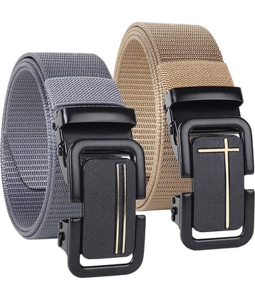 SILKSHOPPING - Multicolor Canvas Men's Casual Belt ( Pack of 2 )