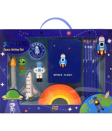 2342 YESKART- 12 PC Writing Stationary Set Space Themes Diary, Pencils, Erasers & Sharpeners for Kids Learn & Play Kit Birthday Return Gifts for Kids ( PACK OF 1)