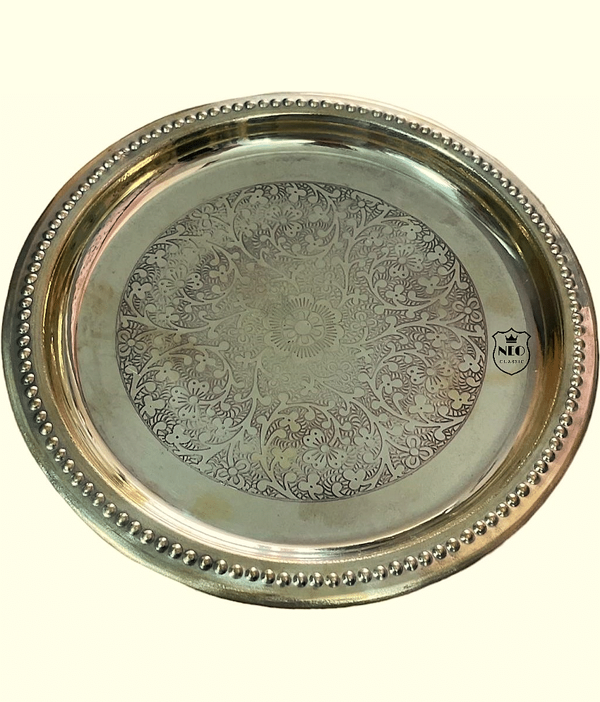 NEO CLASSIC Puja Thali with Flower Embossed Design 6" INCH (GOLD)