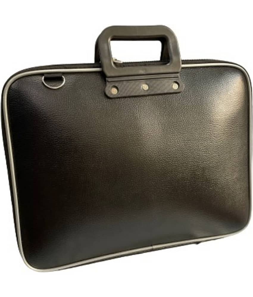 Apnav Sleek Ind Black Leather Office Bag