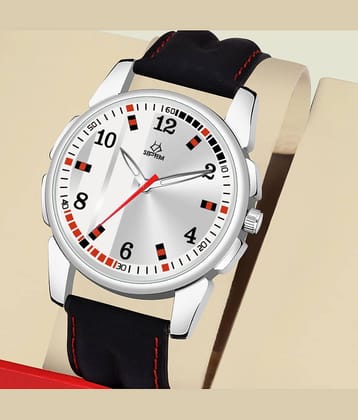 Septem Black Leather Analog Men's Watch