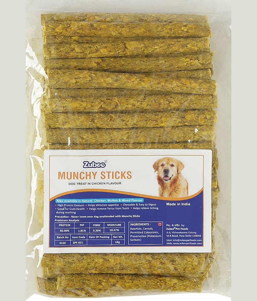 Zubee Dog Chew Chicken Flavour Munchi Sticks Treat for Dogs ( 1 Kg Packing) Chicken Dog Chew  (1 kg, Pack of 1)