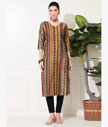 AMTHI Pack of 1 Chanderi Self Design Straight Women's Kurti - ( Yellow )