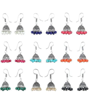 Sukkhi Exclusive Multicolor Oxidised Combo Of 9 Jhumki Earrings For Women
