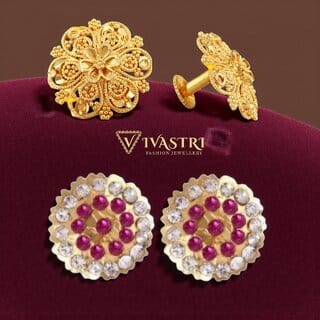Vivastri Premium Gold Plated Alloy Stud Earrings Combo for Women & Girls Pack of 2