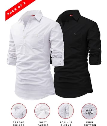 Yugnik Grey Cotton Men's Regular Kurta ( Pack of 2 )