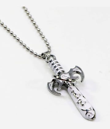 Fashion Frill Silver Chain For Men Crossed Design Christian Pendant Locket For Men Boys Silver Plated Stainless Steel Chain