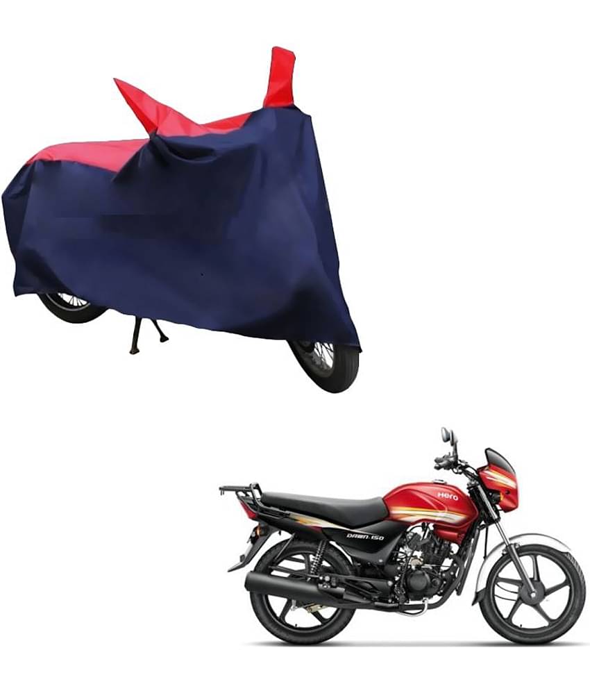 AutoRetail Dust Proof Two Wheeler Polyster Cover for Hero HF Dawn (Mirror Pocket, Red and Blue Color)