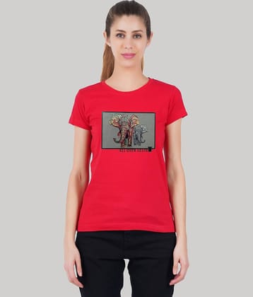 ferocious Women Cotton Printed Regular Fit Round Neck T-Shirt ( Red )