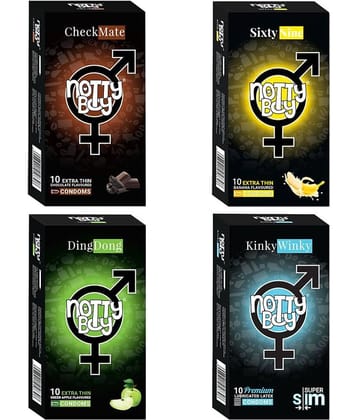 NottyBoy Multi Pack Chocolate Banana Fruit Flavoured and Ultra Thin Condom - 40 Count
