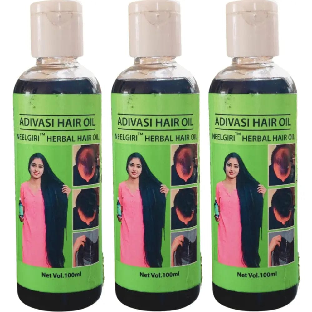 Original Adivasi Neelgiri™ Herbal Hair Oil 100ml with 30 Day Guarantee-3 x 100mL
