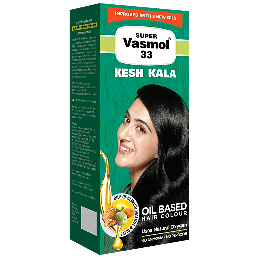 Super Vasmol 33 Hair Dye - Emulsion Type Kesh Kala, 100 Ml