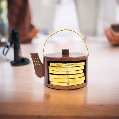 Wooden Coasters Set - Teapot Shaped
