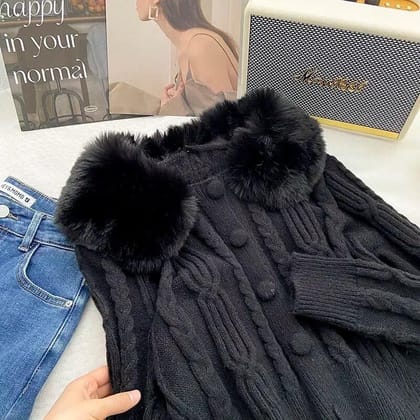 Murphy knit cardigan top-Black / XS