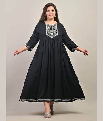 Swasti - Black Cotton Blend Women's Anarkali Kurti ( Pack of 1 )
