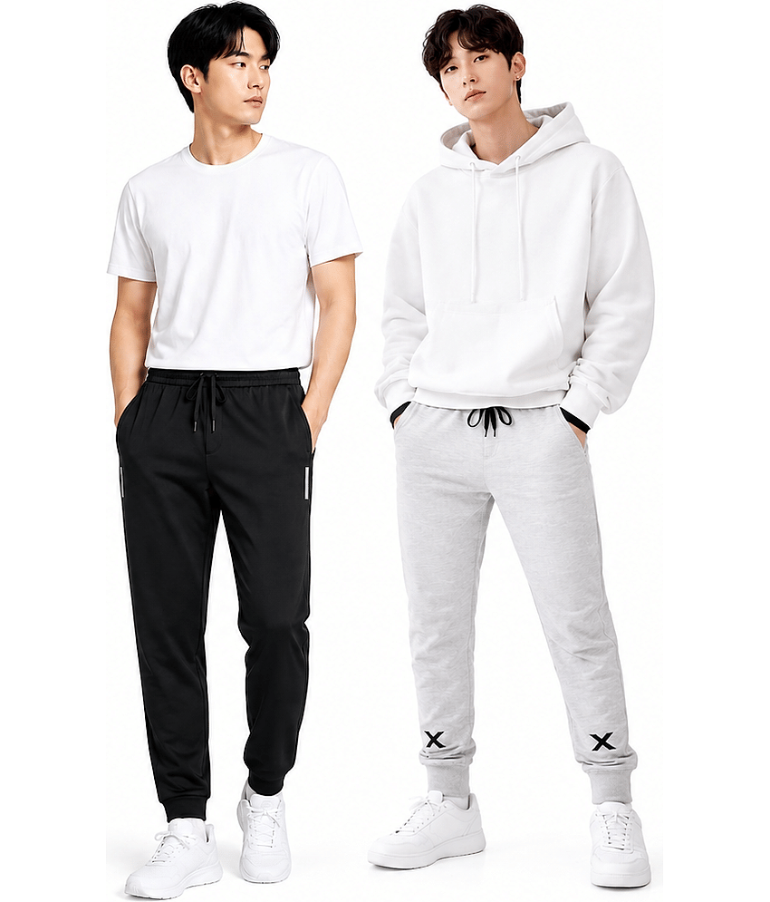 attitude start of fashion Black Lycra Men's Trackpants ( Pack of 2 )