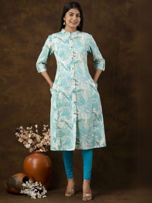 Off White Printed A Line Kurti-36