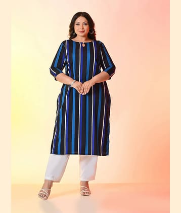 PrettyPlus by Desinoor.com Women Crepe Printed Straight Kurti ( Light Blue )