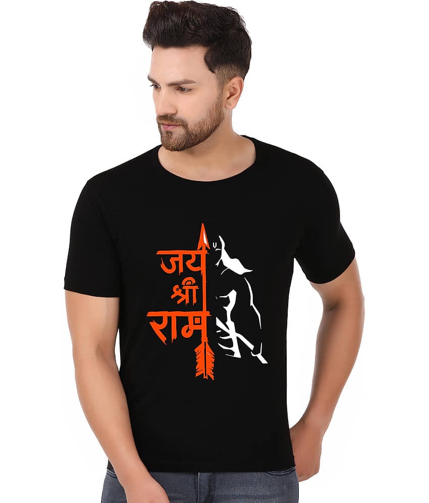 Prabhu Bhakti Black Cotton Blend Printed T-Shirt