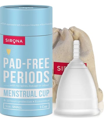 Sirona Reusable Menstrual Cup for Women - Small Size with Pouch | Ultra Soft, Odour and Rash Free | 100% Medical Grade Silicone