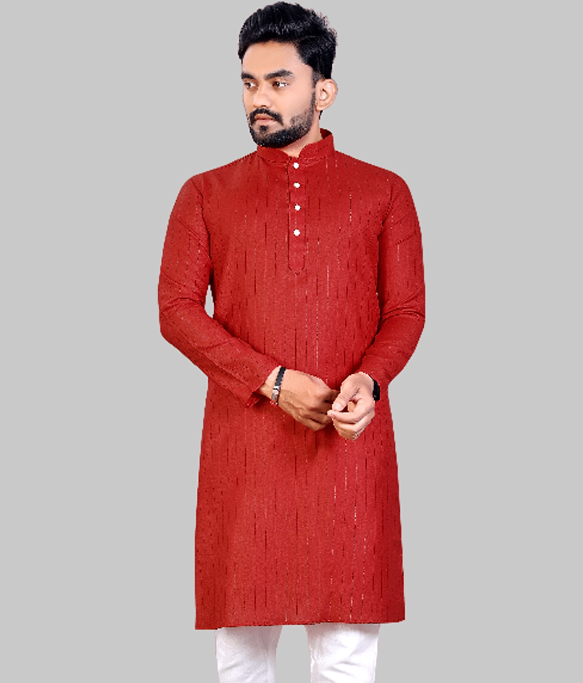 YUG ART - Blue Cotton Blend Men's Regular Kurta ( Pack of 1 )