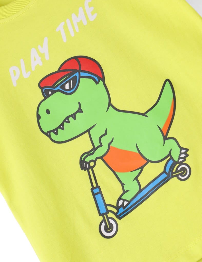 Modern Kids Boys T shirt Cotton Sulphur Spring Lime Skating Dino 2025 at ShopCircuit | ONDC