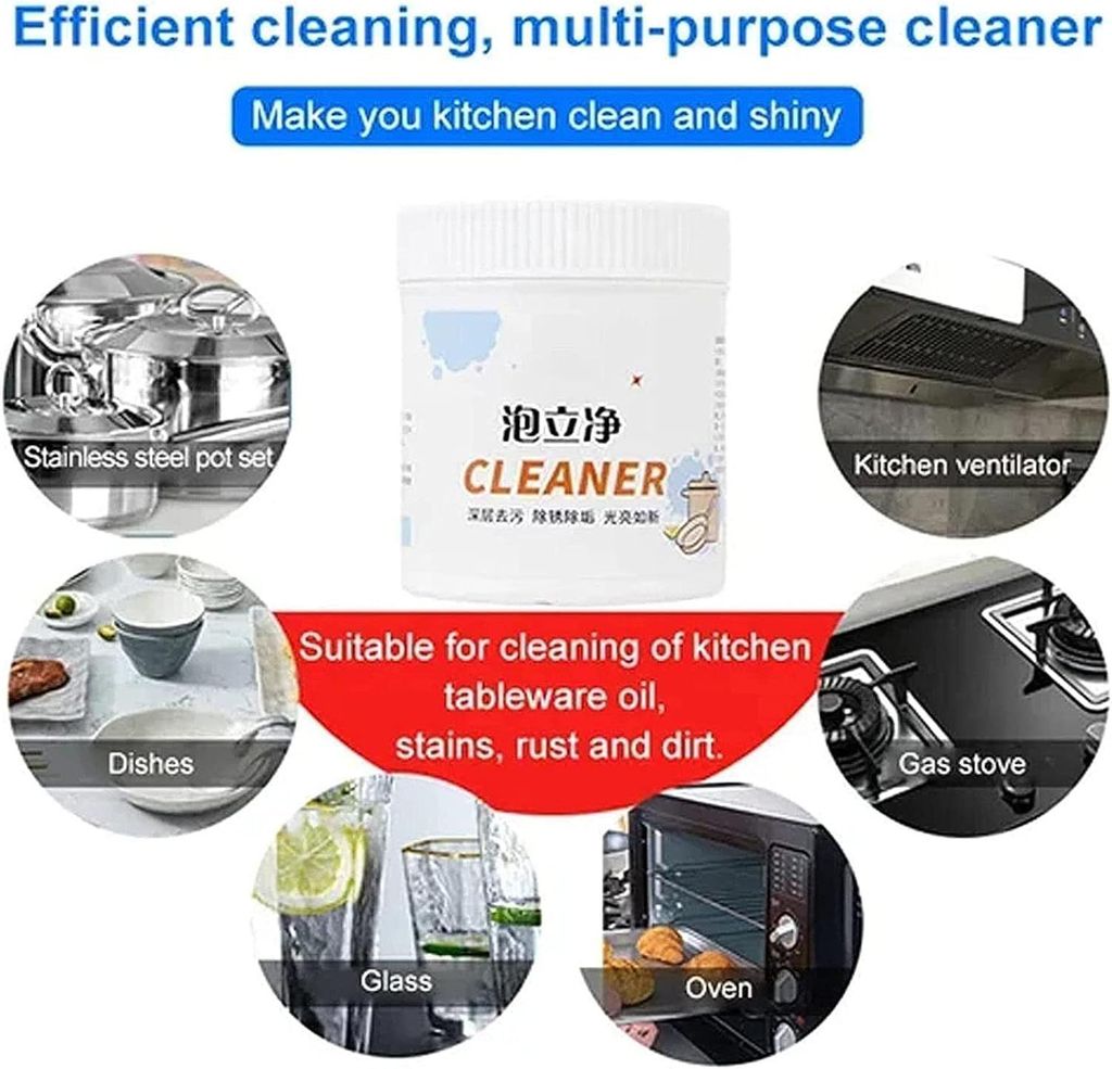 Foam Rust Remover | Powerful Kitchen All-Purpose Cleaning Powder | Kitchenware Cleaning Agent | All-in-One Rust Remover and Foam Cleaner (250 gm)