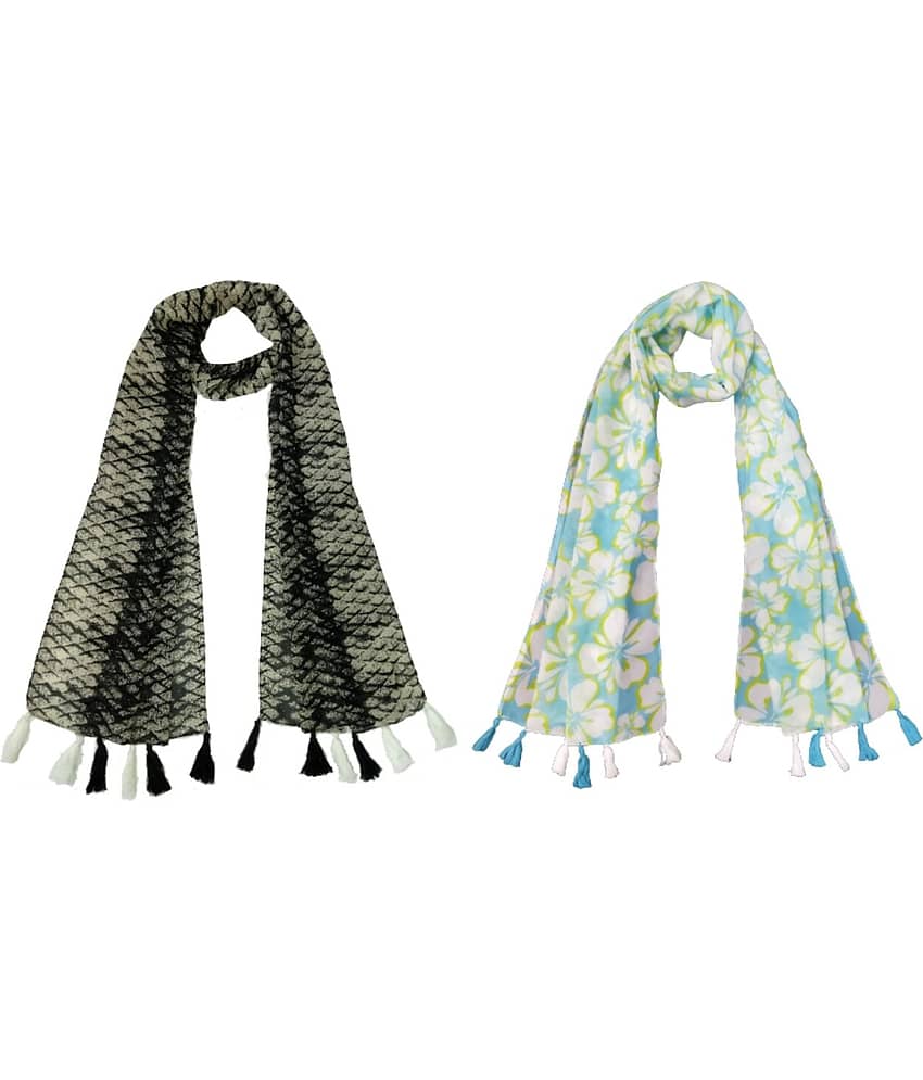 stolevilla Multi Printed Poly Cotton Yarn Stoles ( Pack of 2 )