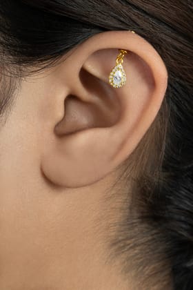 Solitaire Drop - Helix Hanging - 14K Gold Plated-Screw attachment