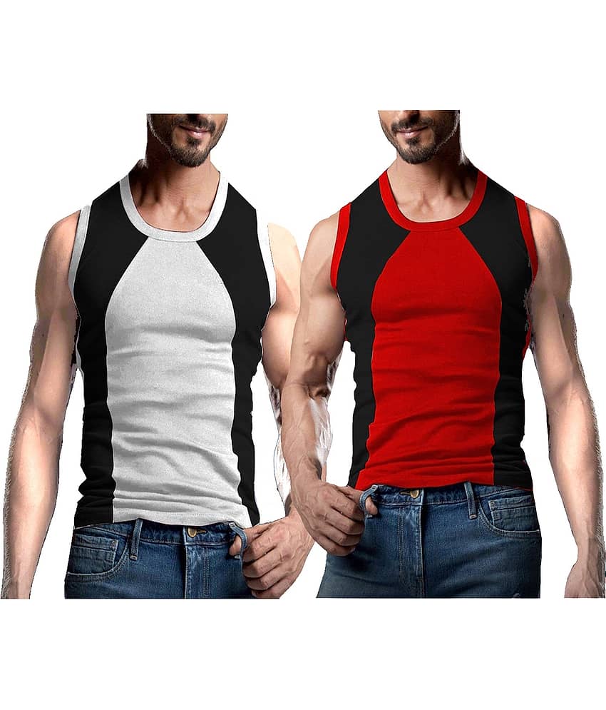 VEE SAA Pack of 2 Cotton Gym Vest For Men ( Multicolor )