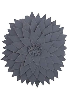 Jeel Homes Polyester Leave Stitch Zipper Round Cushion Cover (16x16 Inches/40 x40 cm, Grey) -Set of 5