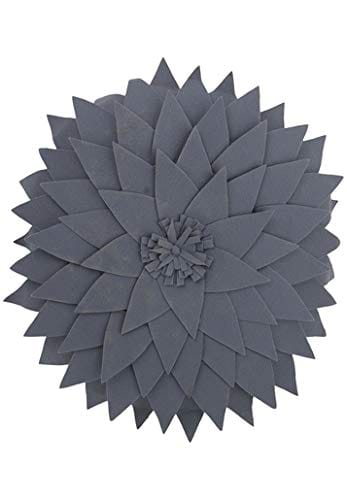 Jeel Homes Polyester Leave Stitch Zipper Round Cushion Cover (16x16 Inches/40 x40 cm, Grey) -Set of 5