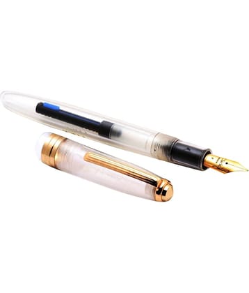Srpc Click Falcon Full Demonstrator Fountain Pen Fine Nib With Golden Trims 3in1 ink Filler System