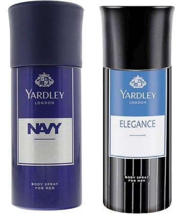 Yardley - 1 Navy, 1 Elegance Deodorant Deodorant Spray for Men,Women 300 ml ( Pack of 2 )