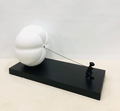 Pulling Possibility – Abstract Human Art-Black / Polyresin | Matt Finish / H: 15 | L: 9 (In Inches)
